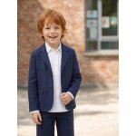 Veste gar�on c�r�monie en coton / lin marine fonc�