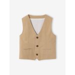 Veste gar�on c�r�monie sans manches en coton / lin beige
