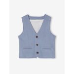 Veste garon crmonie sans manches en coton / lin bleu