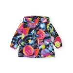Veste impermable pour fille avec imprim plantes et toiles color rose