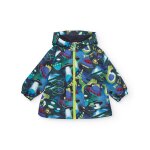Veste impermable pour garon avec imprim vaisseaux spatiaux color bleu