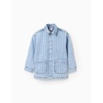 Veste en jean raye bleu clair