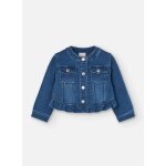 Veste en jean avec volant et col rond bleu