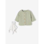 Veste matelasse bb et doudou coffret cadeau naissance vert sauge