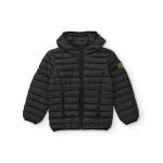 Veste matelassée pour garçon avec capuche et fermeture zippée noir Veste matelassée pour garçon avec capuche et fermeture zippée noir