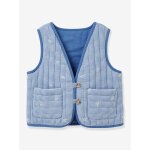 Veste matelass�e sans manches fille vichy brod� carreaux bleu