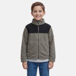 Veste polaire zipp�e col montant � empi�cements, manches longues kaki