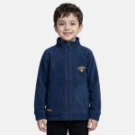 Veste polaire zipp�e col montant, manches longues bleu marine