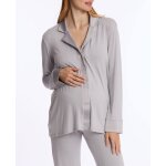 Veste de pyjama de grossesse et d'allaitement satine gris