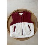 Veste sans manches gar�on en sherpa pistache bordeaux
