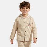 Veste sweat � capuche boutonn�e gar�on ecru