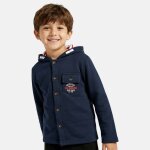 Veste sweat � capuche boutonn�e gar�on marine