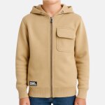 Veste sweat � capuche gar�on imprim�e beige