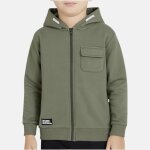 Veste sweat � capuche gar�on imprim�e kaki