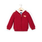 Veste tricot � capuche fille rose framboise