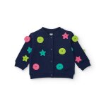 Veste en tricot pour fille avec appliques Étoiles et cercles bleu marine Veste en tricot pour fille avec appliques Étoiles et cercles bleu marine