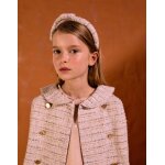 Veste en tweed � col marin et plis rose clair
