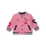 Veste type varsity pour fille avec broderies et applications 3d rose
