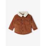 Veste en velours ctel bb double fausse fourrure marron