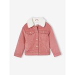 Veste en velours double fausse fourrure fille blush
