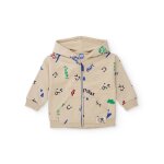 Veste zipp�e b�b� gar�on en molleton � capuche style urbain beige