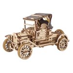 Voiture r�tro ugr - t en bois � construire maquette m�canique 3d avec moteur � ressort brown