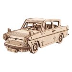 Voiture volante ford anglia maquette en bois harry potter � construire, puzzle 3d magique brown