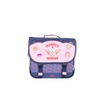 Wonder woman - cartable scolaire 38 cm - fille - bleu / rose - 2 compartiments bleu