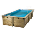 Piscine bois azura 350 x 505 x 126 liner bleu