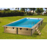 Piscine bois linea 350 x 650 x 140 liner bleu