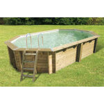 Piscine bois ocea 400 x 610 x 130 liner bleu