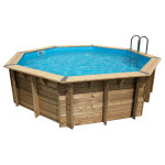 Piscine bois ocea ronde 430 x 120 liner bleu