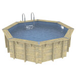 Piscine bois ocea ronde 430 x 120 liner gris
