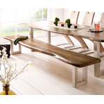 Banc - d'assise live - edge 255x40 acacia marron cadre large tronc d'arbre