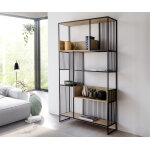 Biblioth�que lukeo 115x200 cm mangue white wash m�tal noir