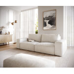Grand canap lanzo l 260x110 cm bouclee crme - blanc avec tabouret