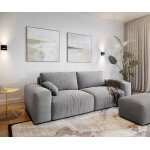 Grand canap lanzo l 260x110 cm microfibre gris avec tabouret