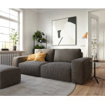 Grand canap lanzo l 260x110 cm microfibre marron kaki avec tabouret
