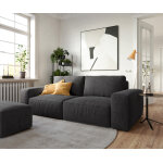 Grand canap lanzo l 260x110 cm microfibre noir avec tabouret