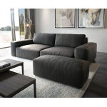 Grand canap lanzo xl 270x130 cm imitation cuir vintage anthracite avec tabouret