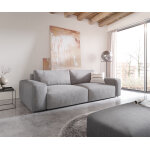 Grand canap lanzo xl 270x130 cm microfibre gris avec tabouret