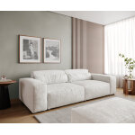 Grand canap sirpio l 260x110 cm bouclee crme - blanc avec tabouret