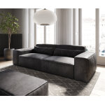 Grand canap sirpio l 260x110 cm cuir synthtique vintage anthracite avec tabouret