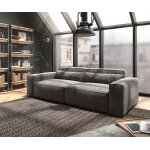 Grand canap sirpio l 260x110 cm microfibre marron kaki avec tabouret
