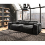 Grand canap sirpio l 260x110 cm microfibre noir avec tabouret