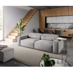 Grand canap sirpio l 260x110 cm velours ctel gris argent avec tabouret