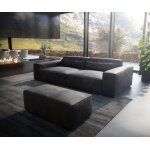 Grand canap� sirpio xl 270x130 cm cuir synth�tique vintage anthracite avec tabouret