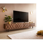 Buffet bas fevo 220 cm acacia marron 4 portes flottant Buffet bas fevo 220 cm acacia marron 4 portes flottant