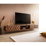 Buffet bas fevo 240 cm acacia marron 4 portes flottant Buffet bas fevo 240 cm acacia marron 4 portes flottant
