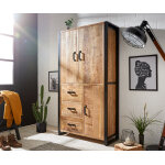 Buffet - haut crompton 100x185cm manguier naturel métal noir 3 portes 3 tiroirs Buffet - haut crompton 100x185cm manguier naturel métal noir 3 portes 3 tiroirs
